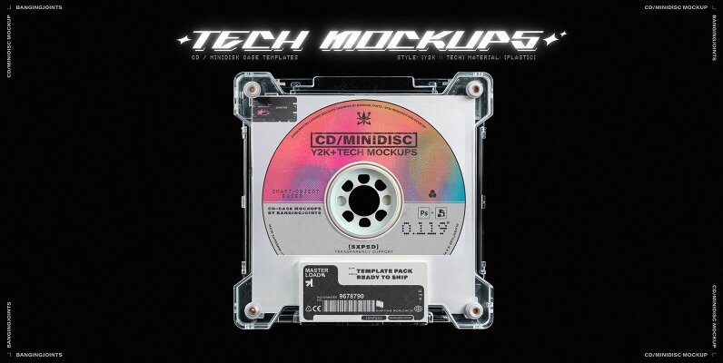 CD Minidisc Tech Y2K Case Mockups