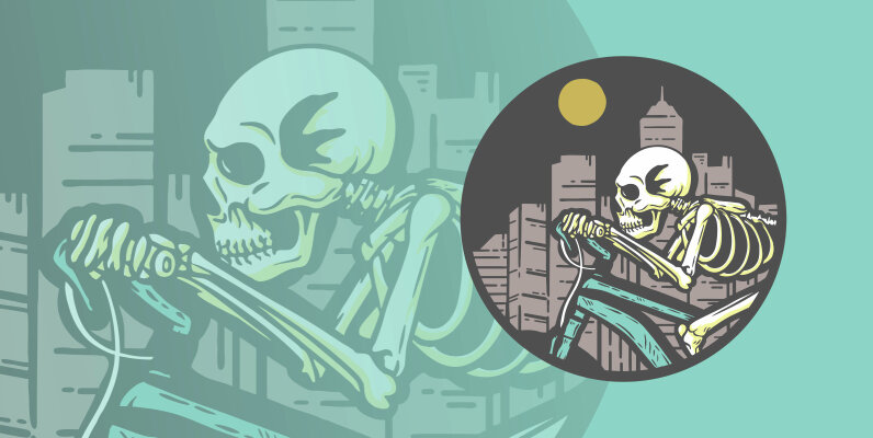 Skeleton Riding Bicycle