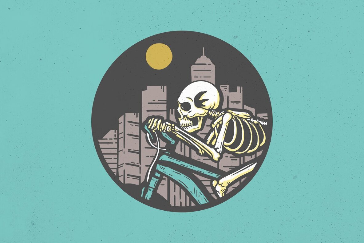 Skeleton Riding Bicycle 1