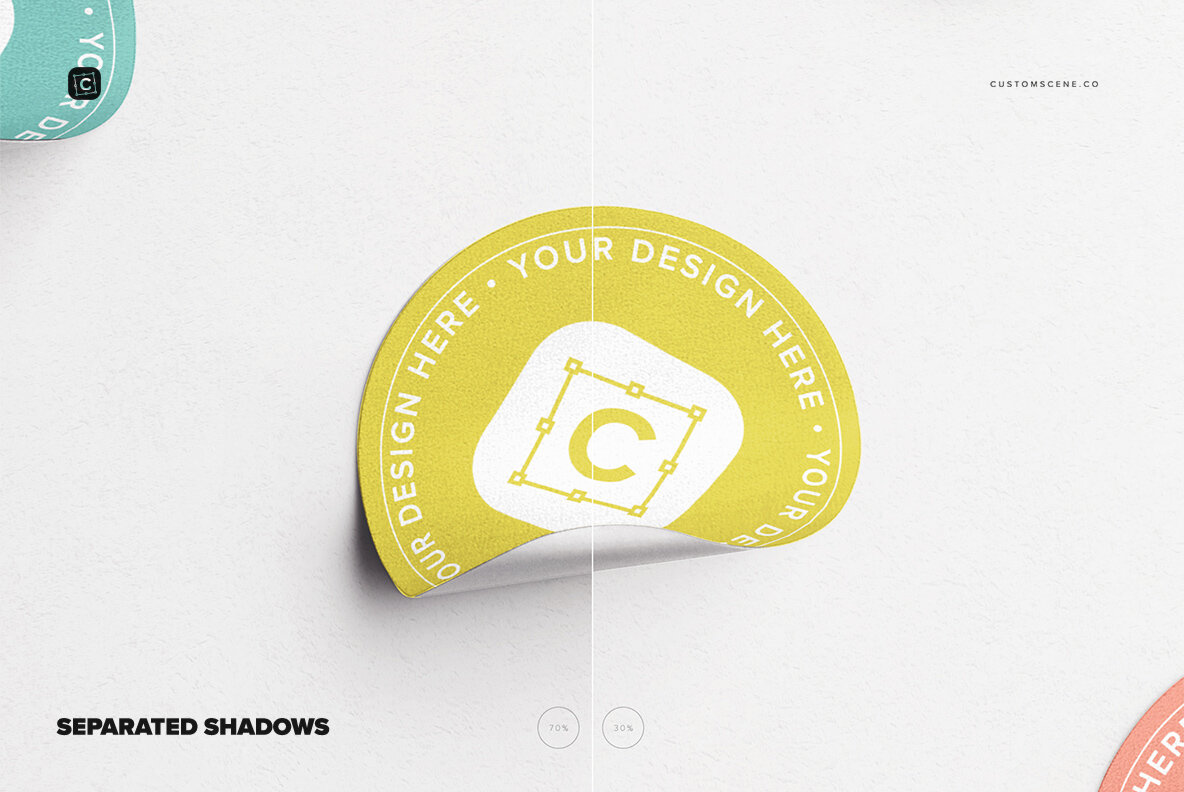 Set of Six Round Stickers Mockup 8