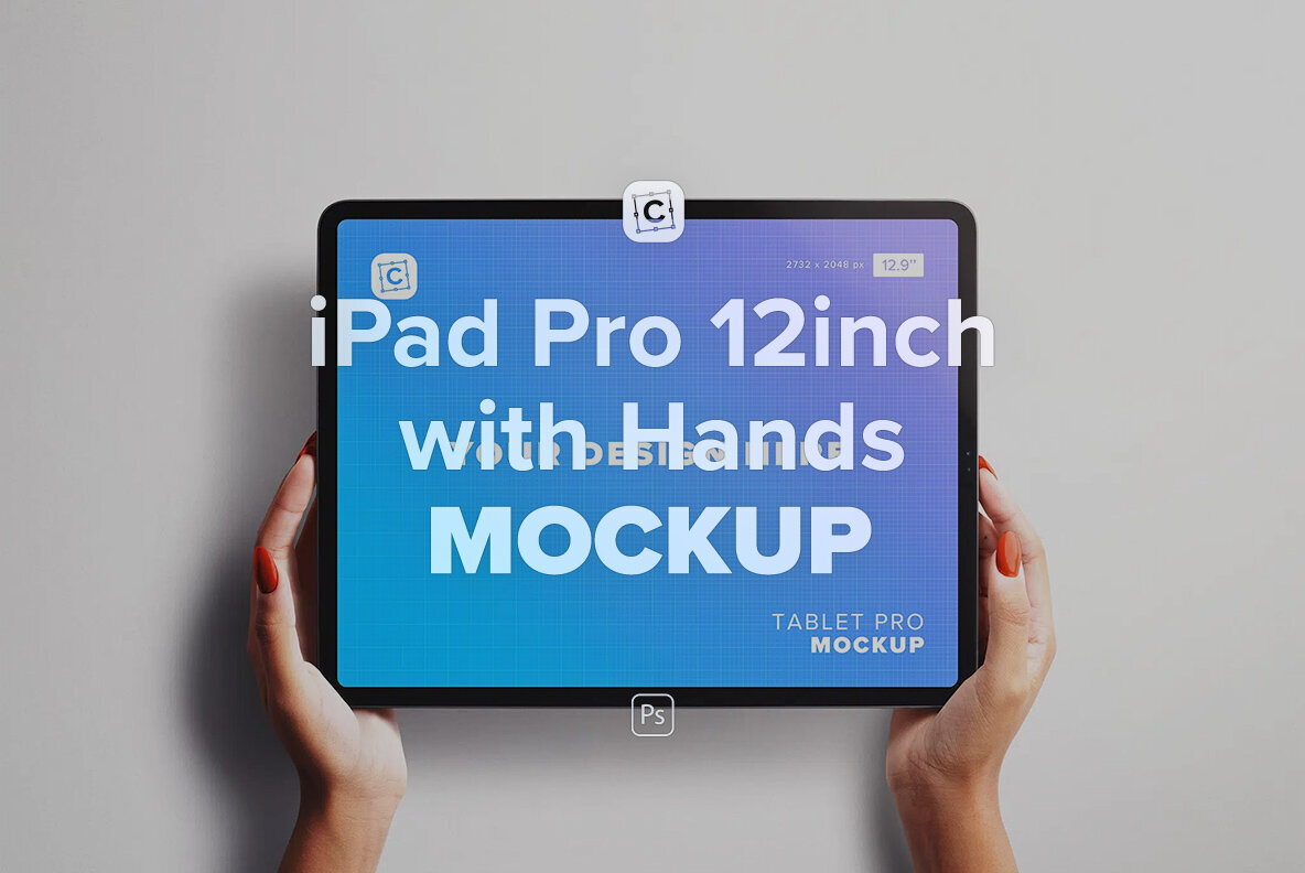 iPad Pro 12inch Mockup with Hands 1