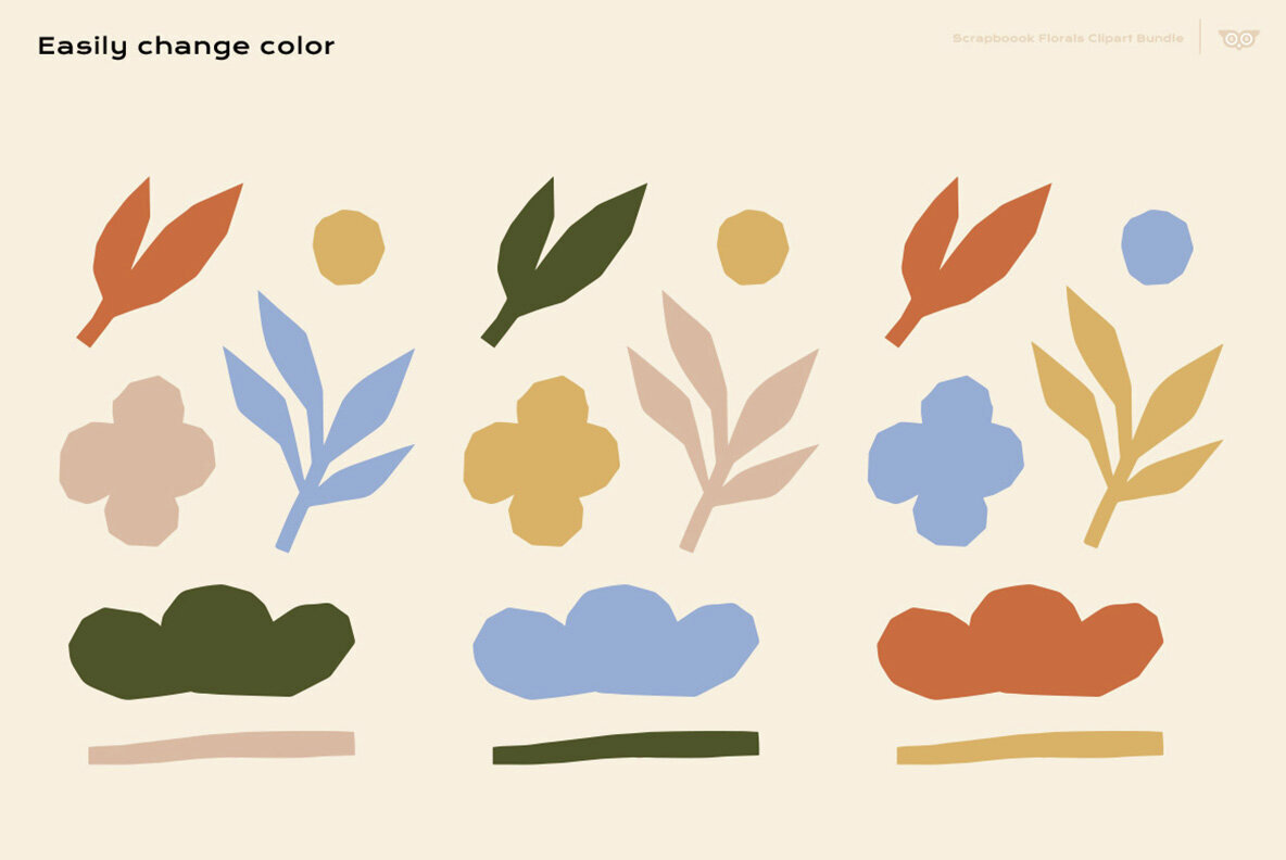 Scrapbook Florals Clipart Bundle 3