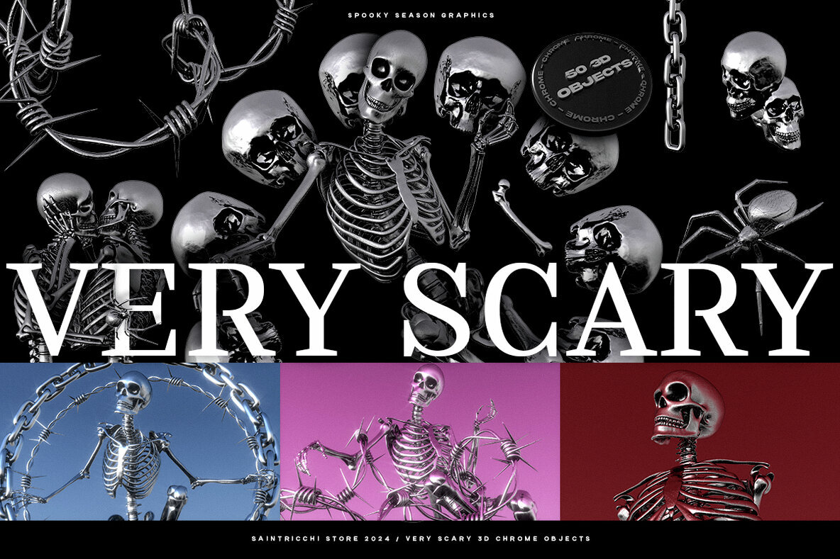 Very Scary   3D Chrome Objects 1