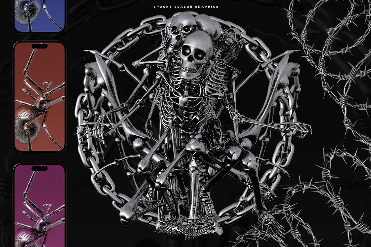 Very Scary   3D Chrome Objects 6