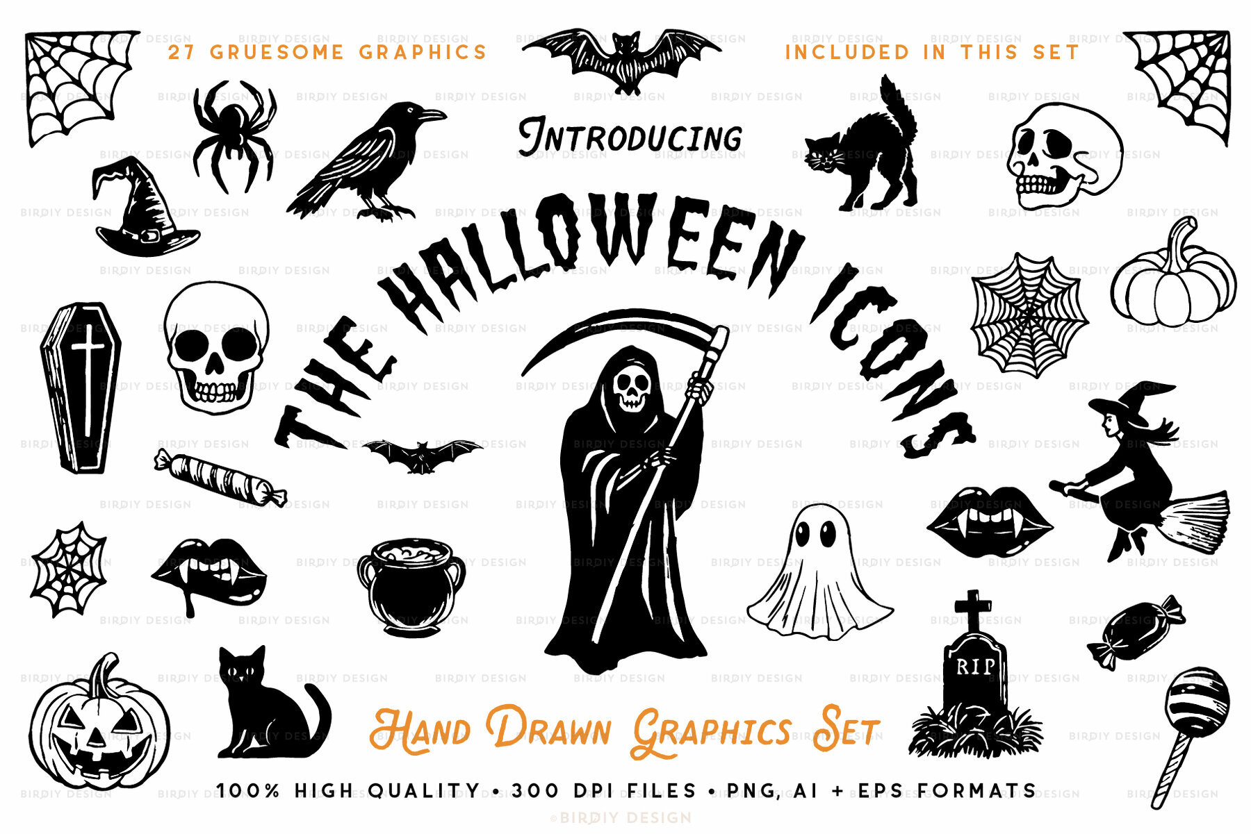 Halloween Icons Hand Drawn Graphics 1