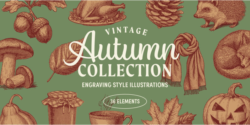 Vintage Autumn Illustrations