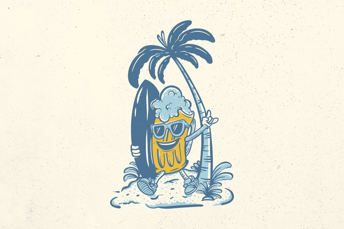 Surfing Beer in Summer Beach 1