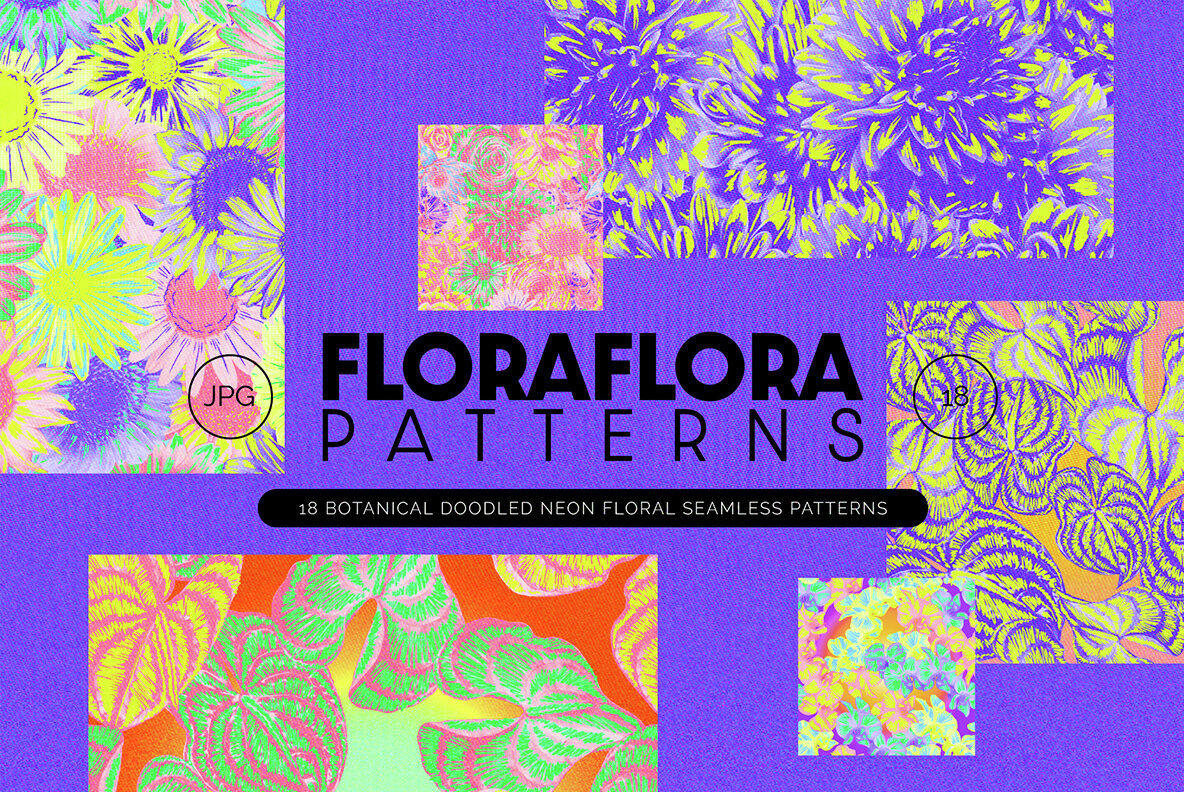 Neon Floral Maximalist Patterns 1