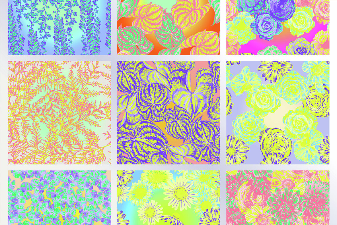 Neon Floral Maximalist Patterns 5