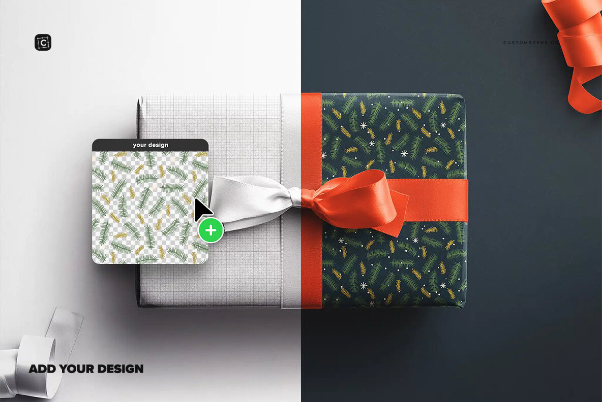 Gift Box Mockup with Bow and Silk Ribbons 6