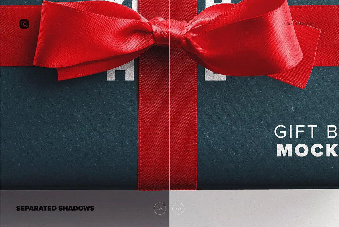 Gift Box Mockup with Bow and Silk Ribbons 7