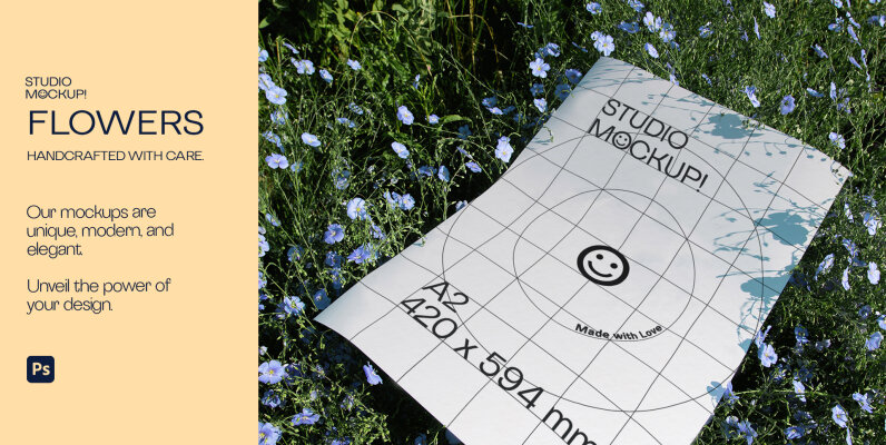 ARLES SERIES   A2 Flowers Poster Mockup Graphics