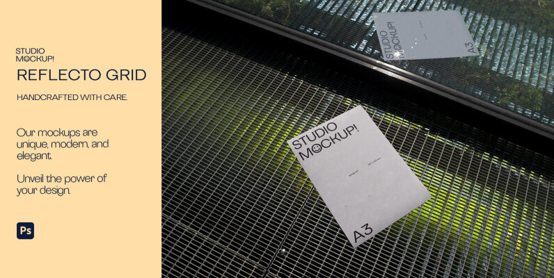 ARLES SERIES A3 Reflecto Grid Poster Mockup Graphics