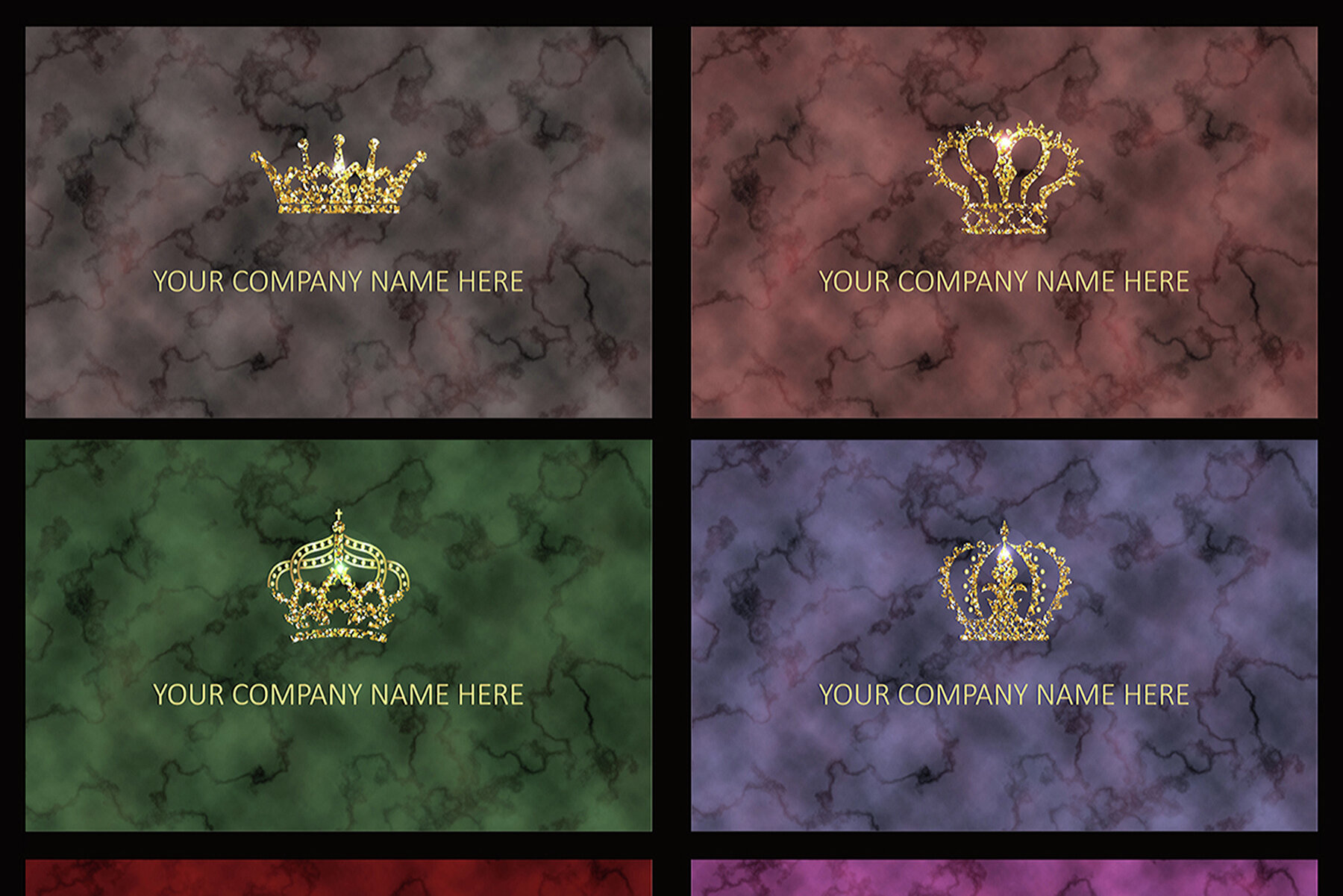 Set of Gold Silver and Black White Crown Icons 10