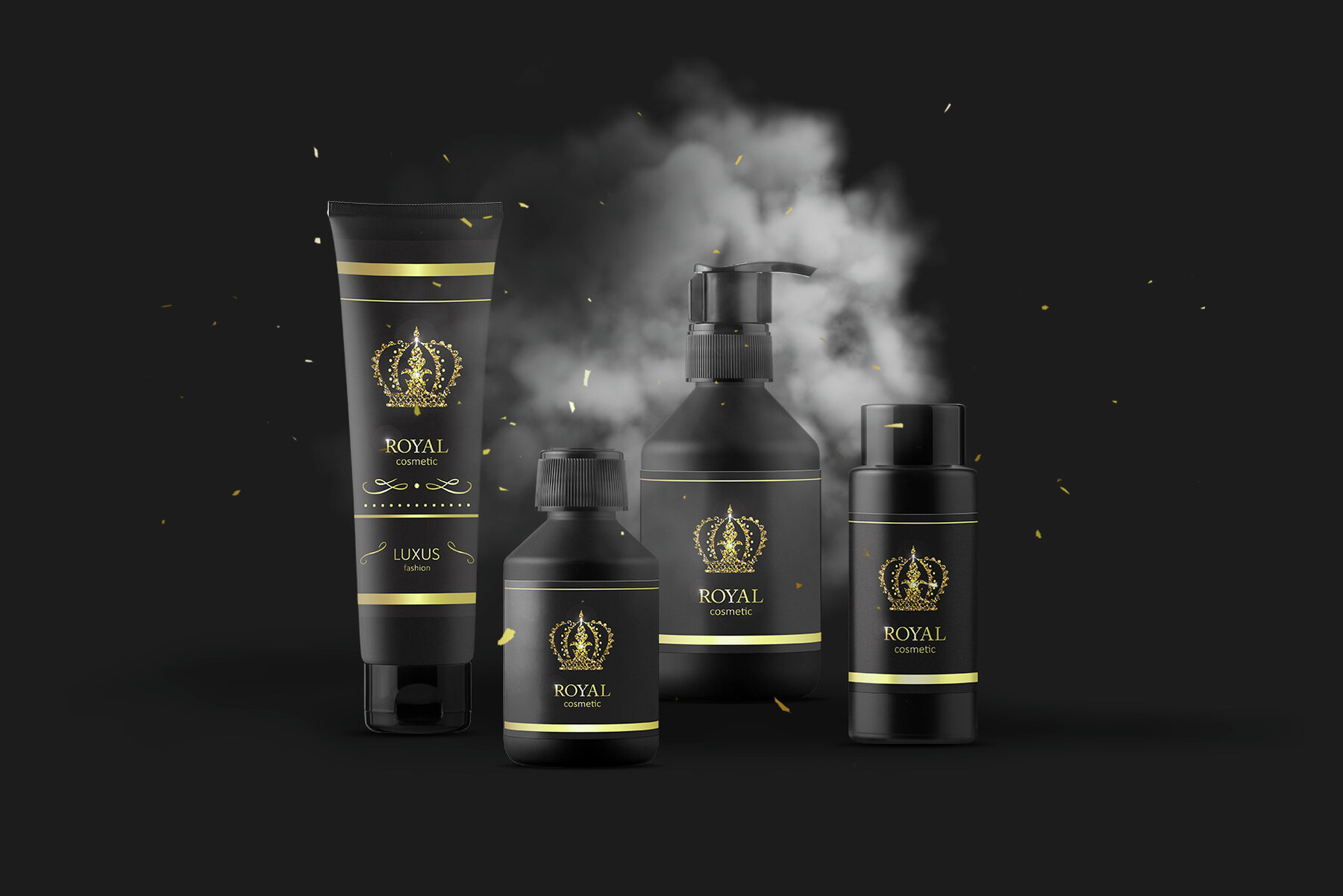 Set of Gold Silver and Black White Crown Icons 12