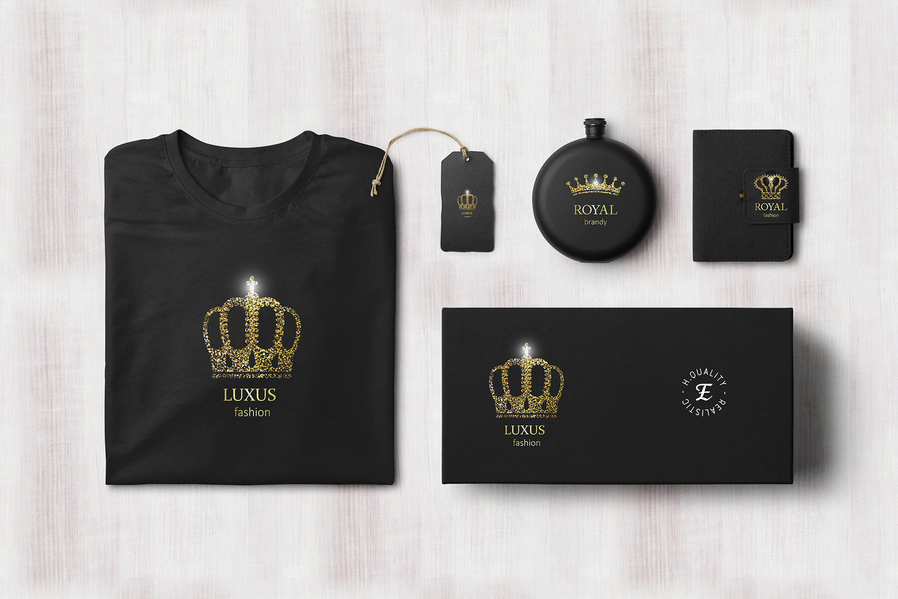 Set of Gold Silver and Black White Crown Icons 13