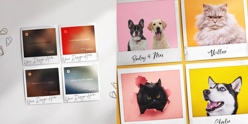 Diagonal Layout 4 Instant Photos