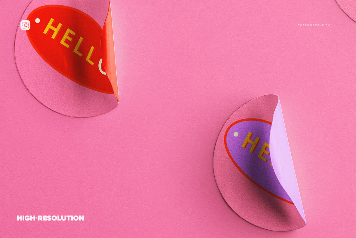 Set of Six Round Stickers Mockup 4