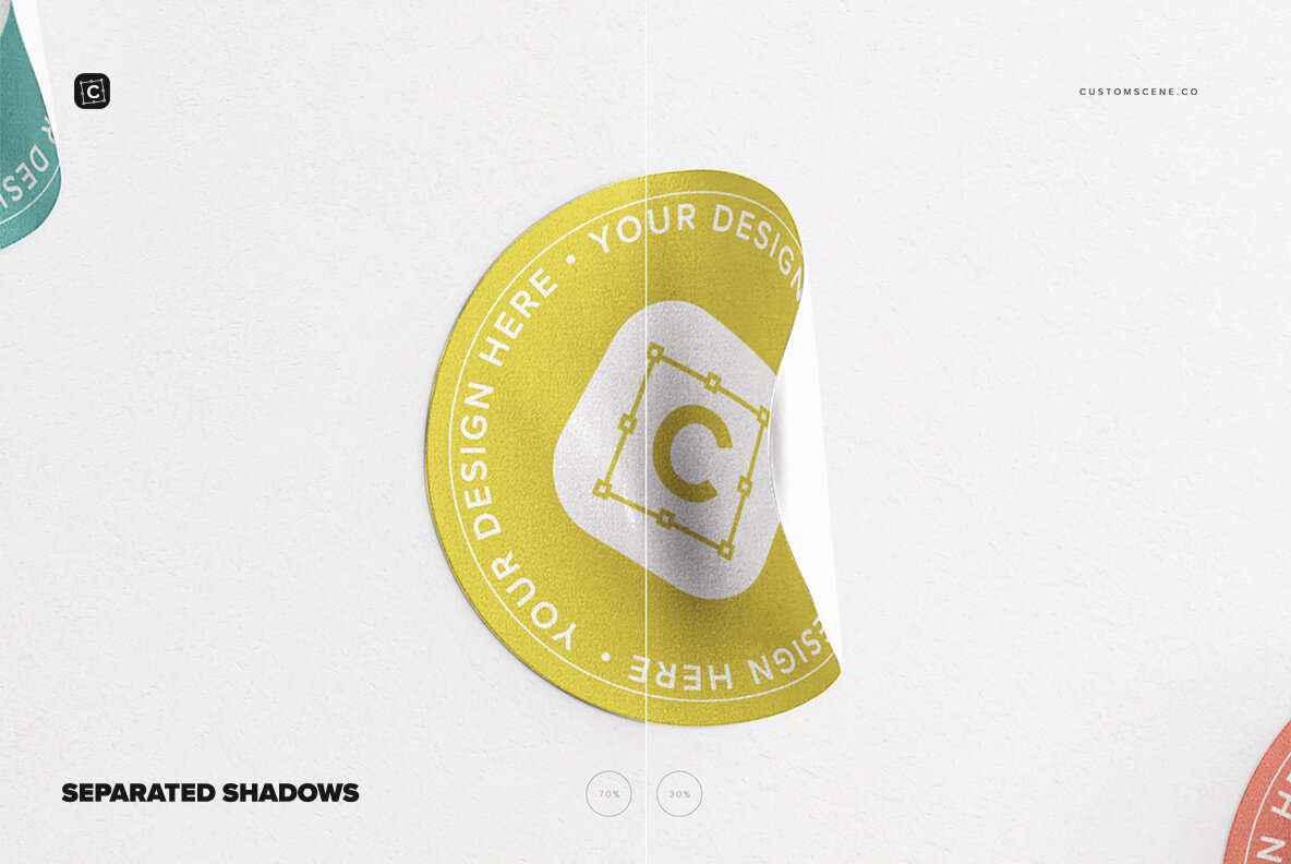 Set of Six Round Stickers Mockup 8