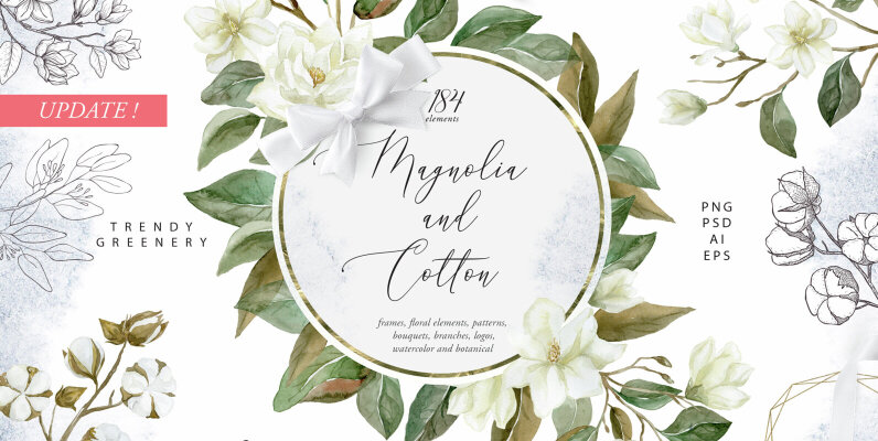 White Magnolia and Cotton Wedding Designs