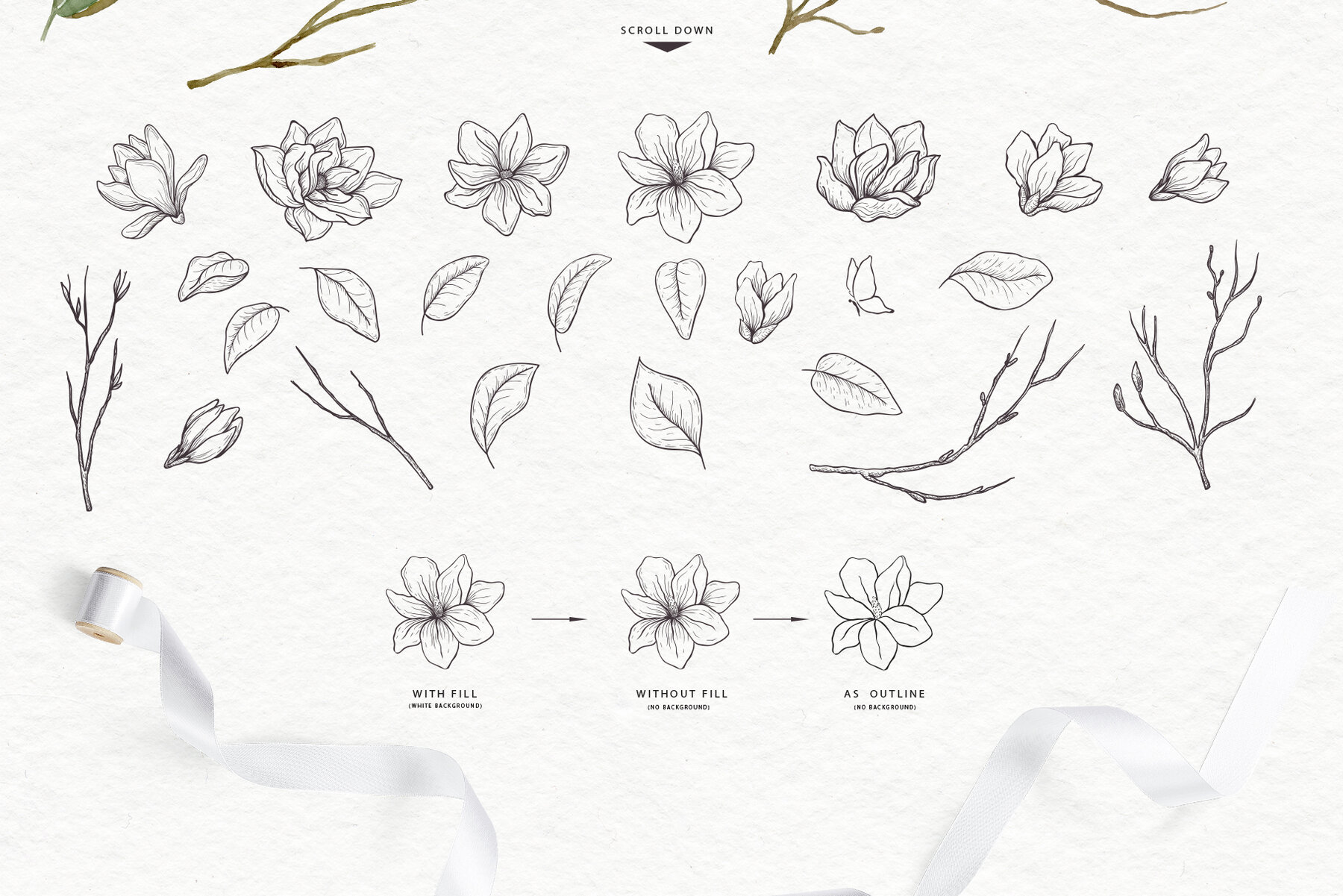 White Magnolia and Cotton Wedding Designs 5