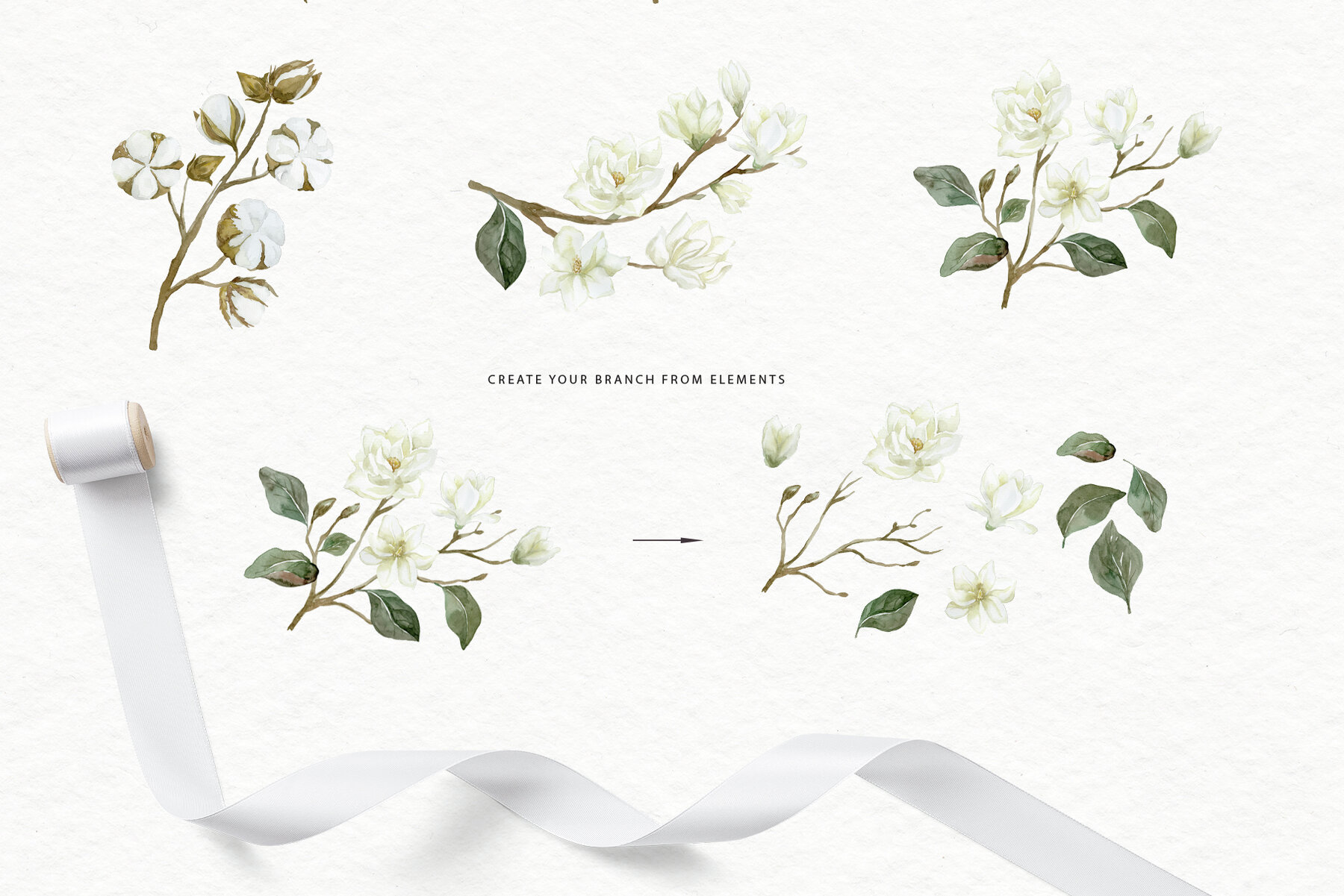 White Magnolia and Cotton Wedding Designs 9