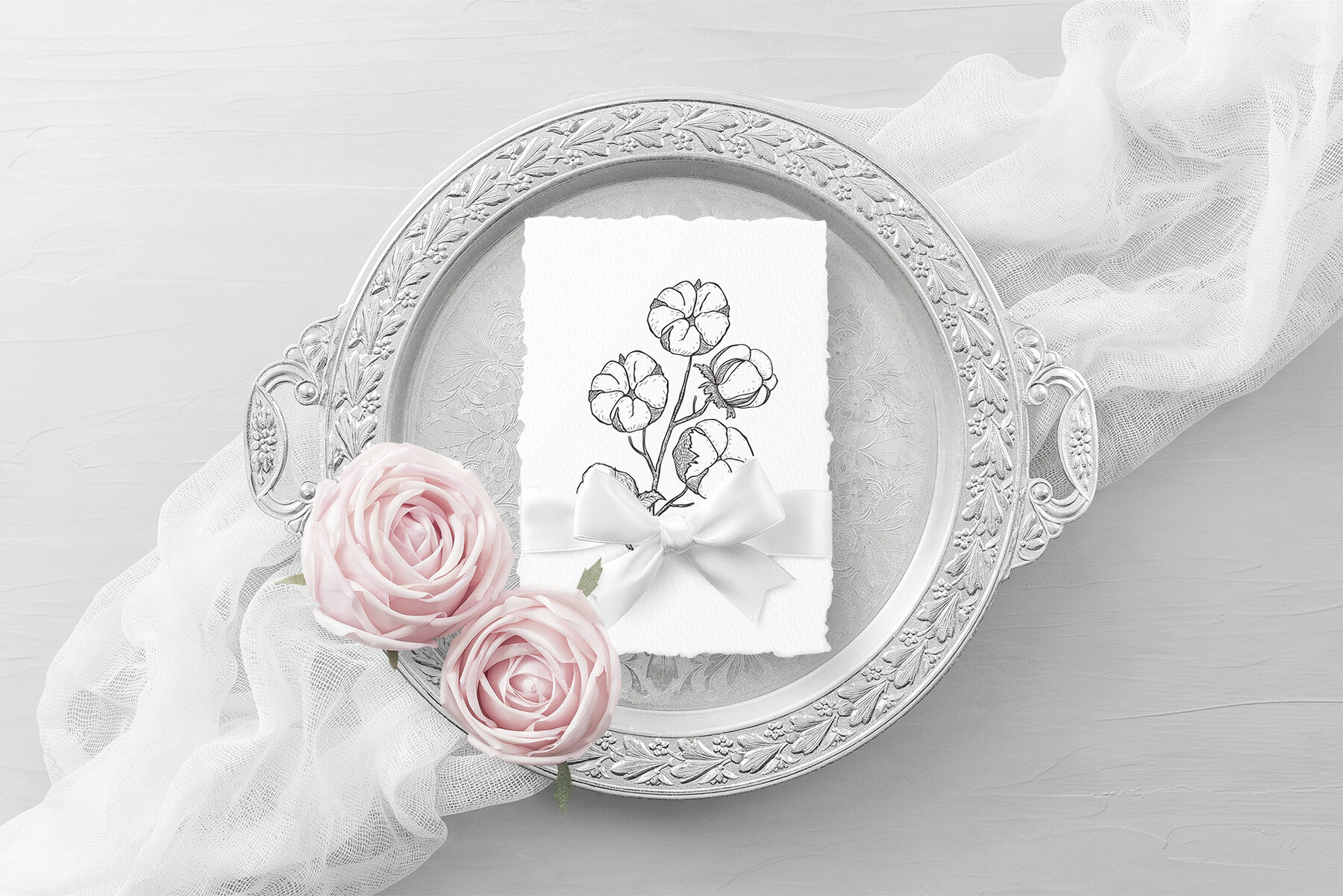 White Magnolia and Cotton Wedding Designs 11