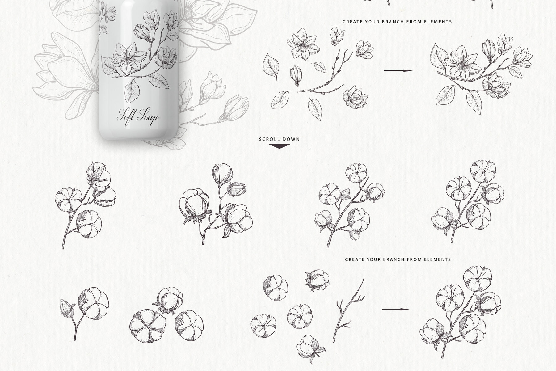 White Magnolia and Cotton Wedding Designs 17