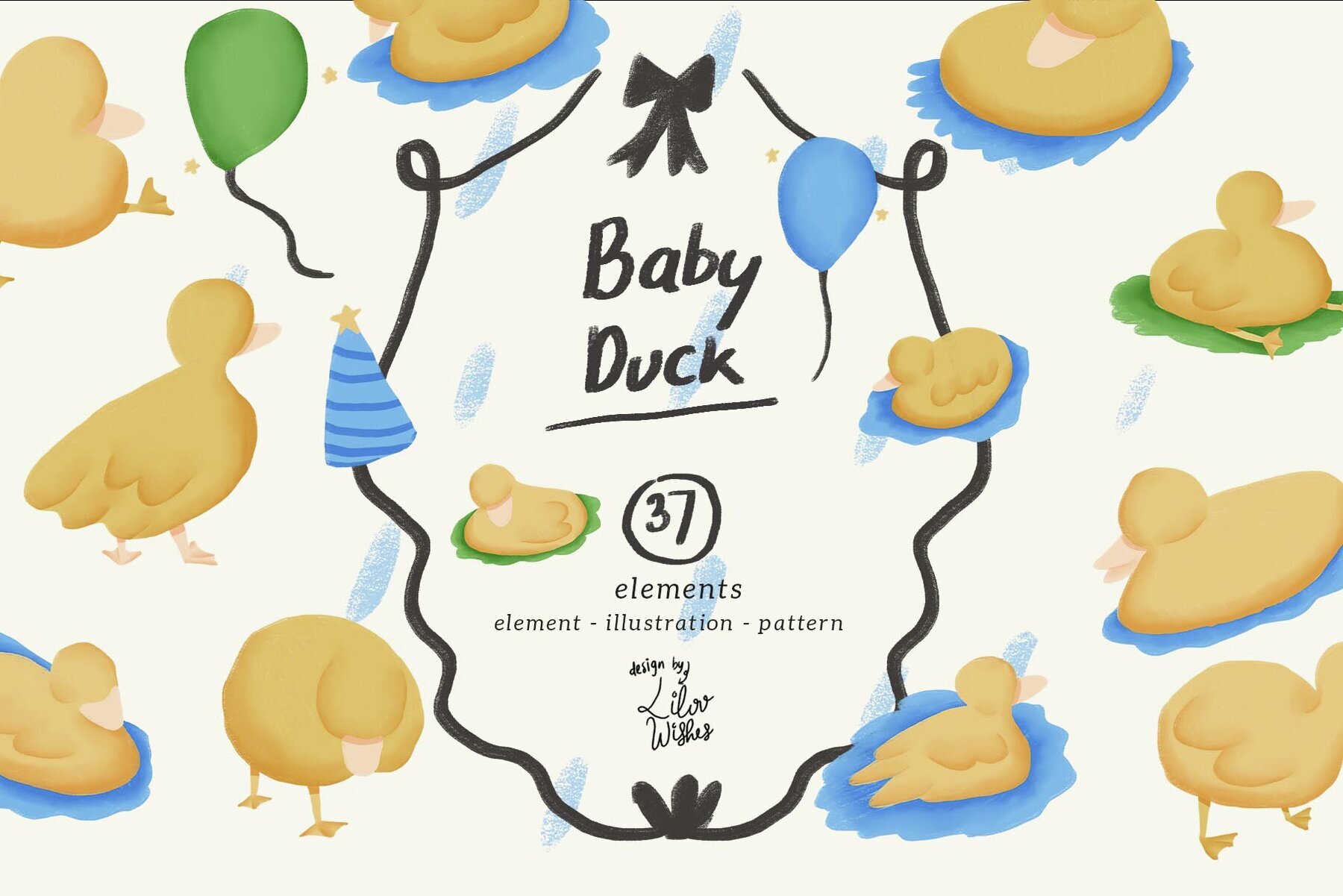 Baby duck clipart and pattern 1