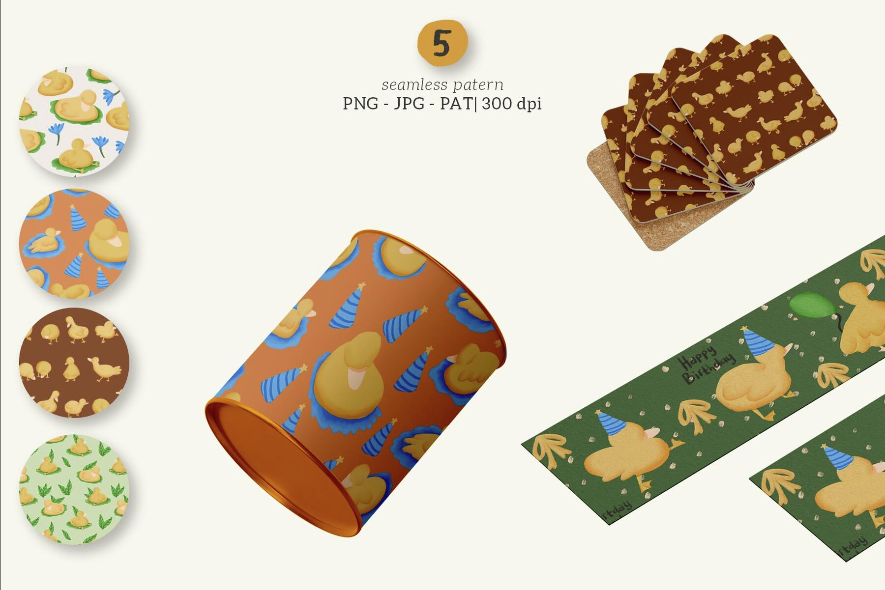 Baby duck clipart and pattern 4