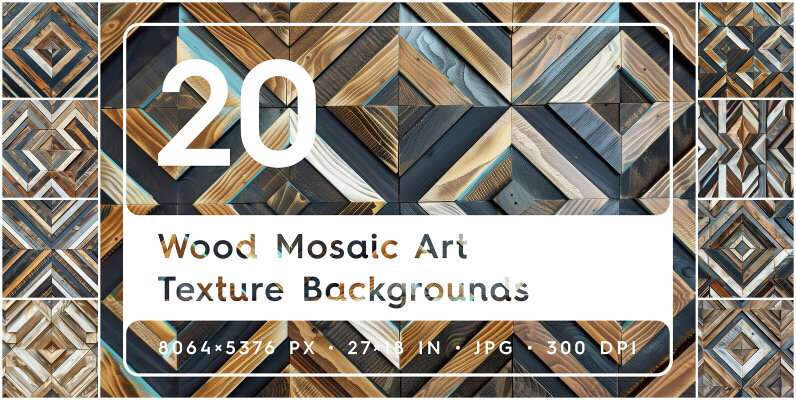 20 Wood Mosaic Art Texture Backgrounds