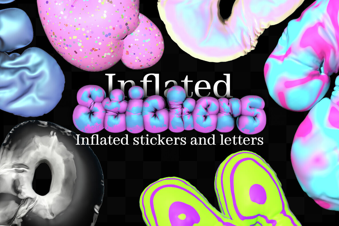 Inflated Stickers 02   3D Letters 1