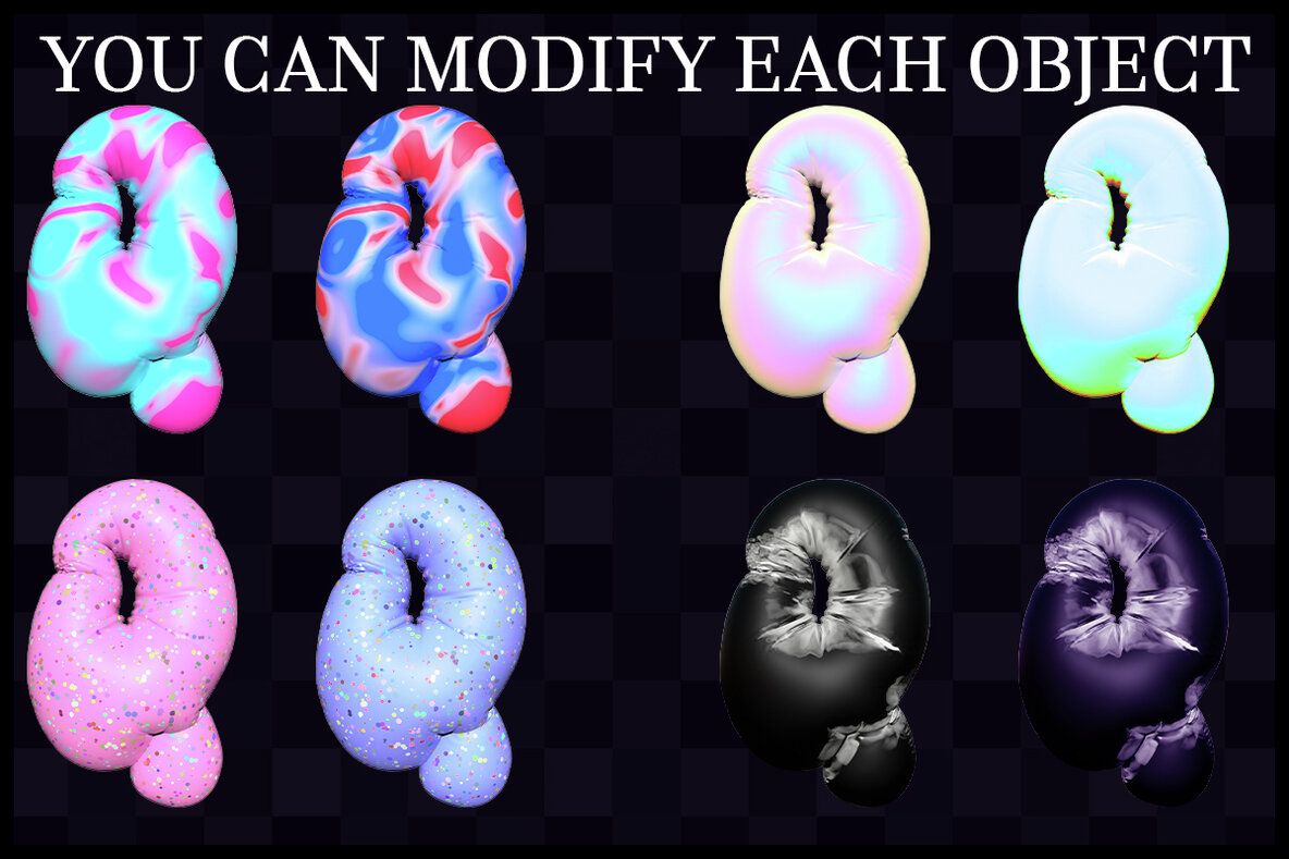 Inflated Stickers 02   3D Letters 4