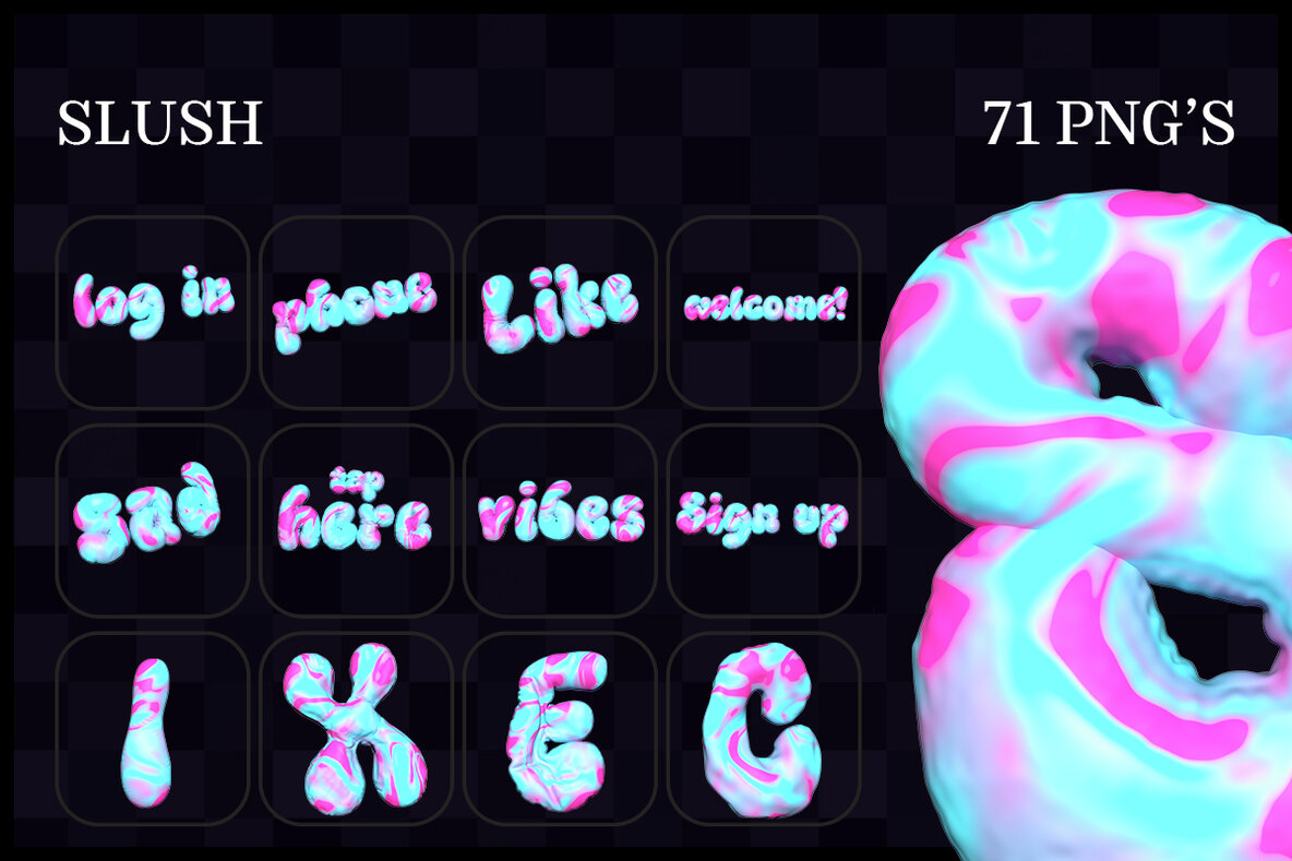 Inflated Stickers 02   3D Letters 7