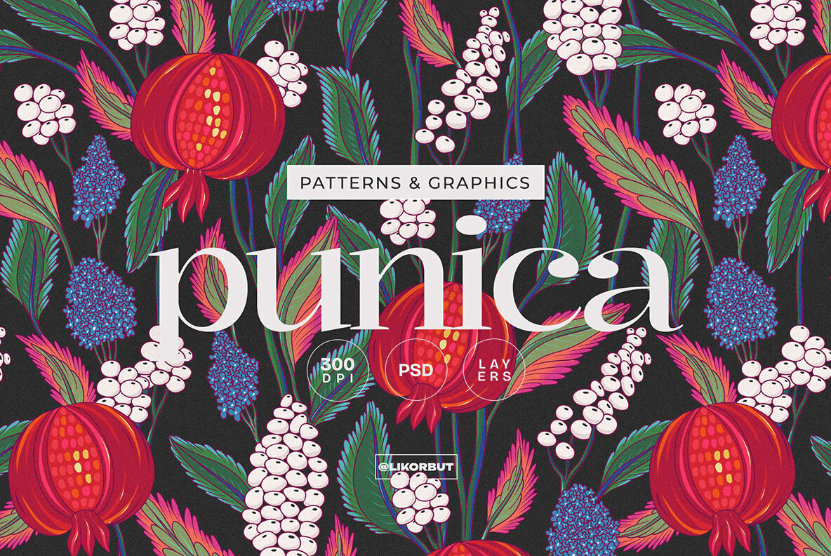 Pomegranate Floral Oriental Pattern 1