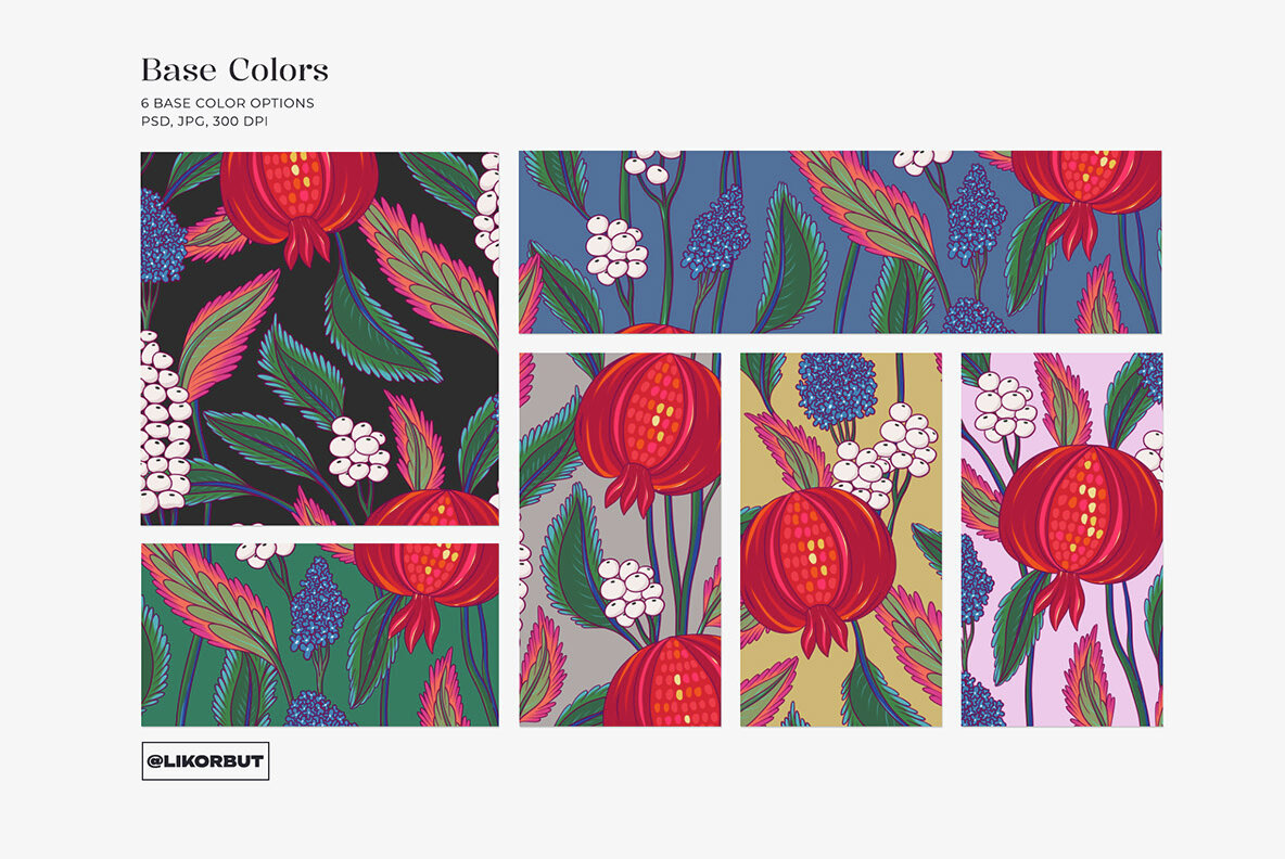 Pomegranate Floral Oriental Pattern 6