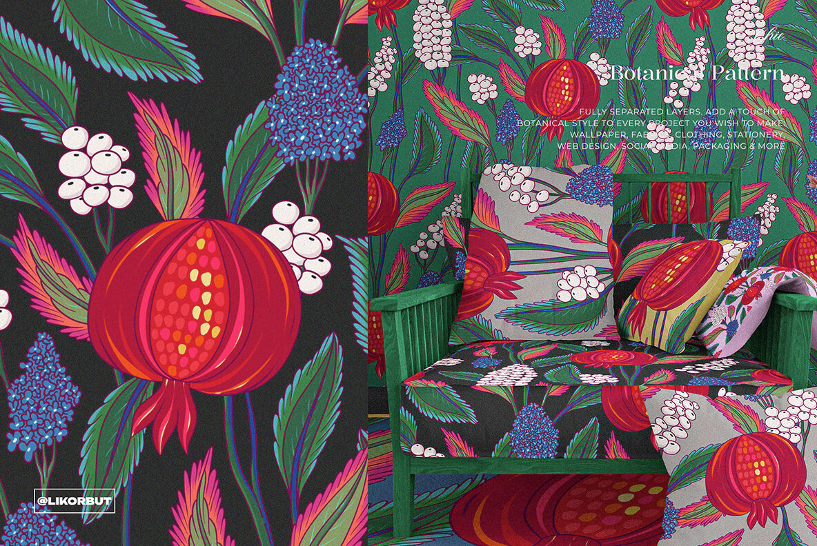 Pomegranate Floral Oriental Pattern 7