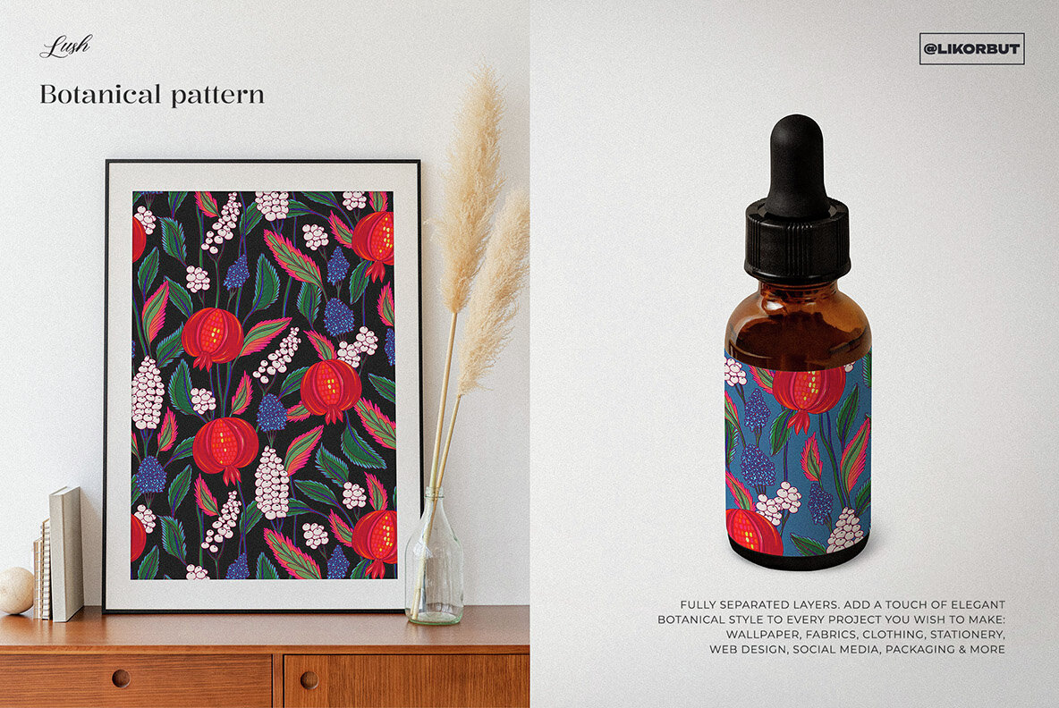 Pomegranate Floral Oriental Pattern 9