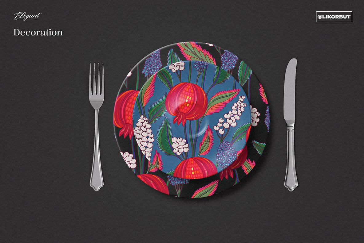 Pomegranate Floral Oriental Pattern 10