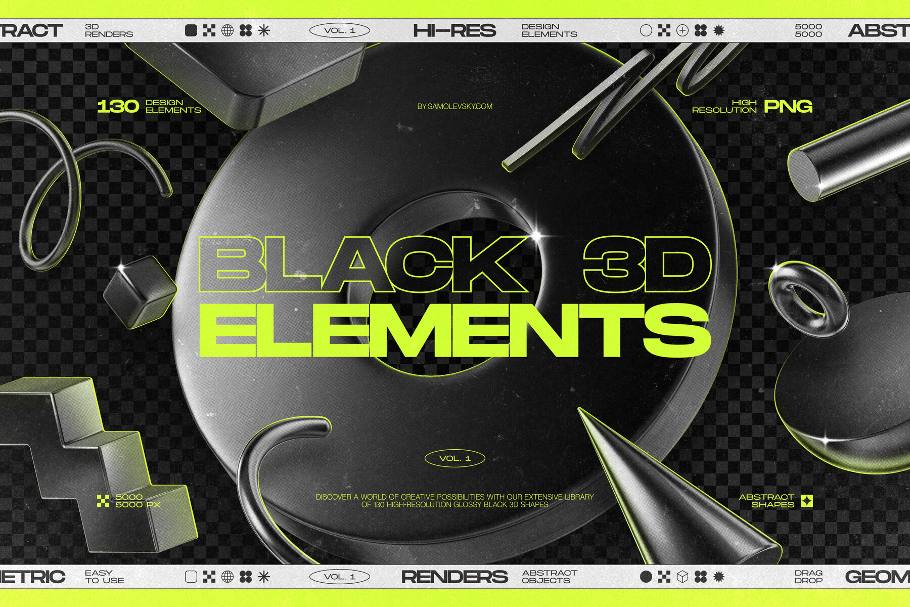 130 Black 3D Elements Collection Vol 1 1