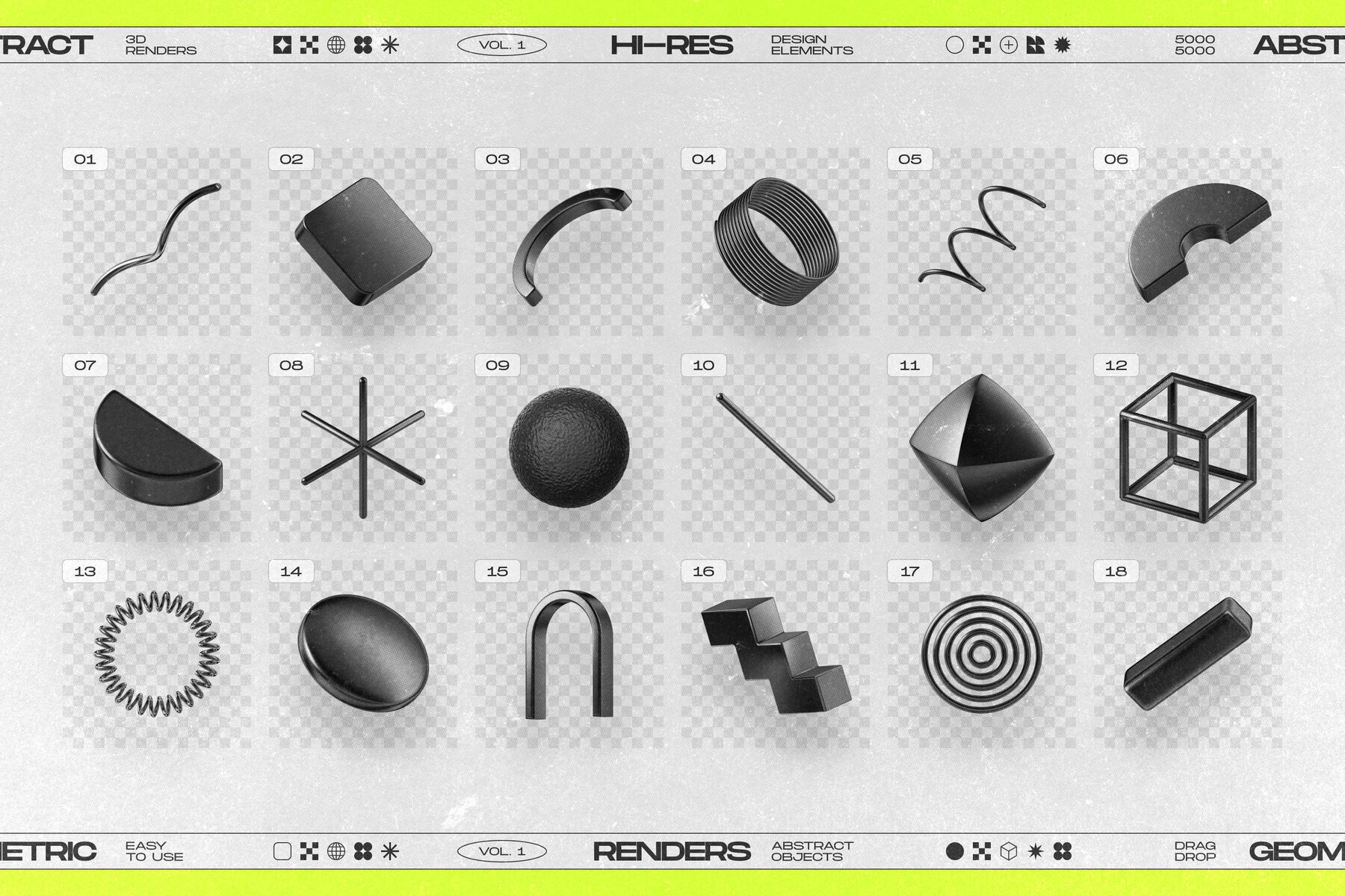 130 Black 3D Elements Collection Vol 1 3