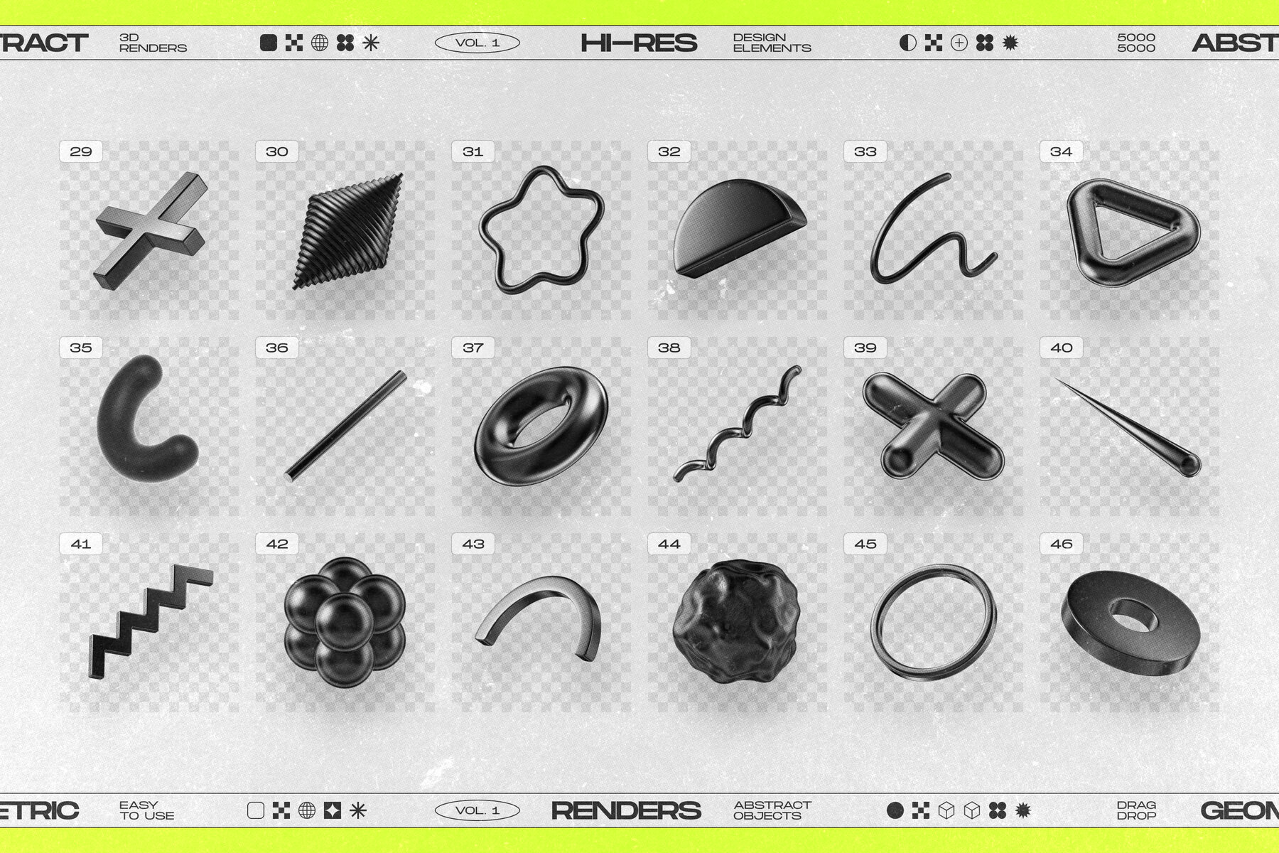 130 Black 3D Elements Collection Vol 1 7