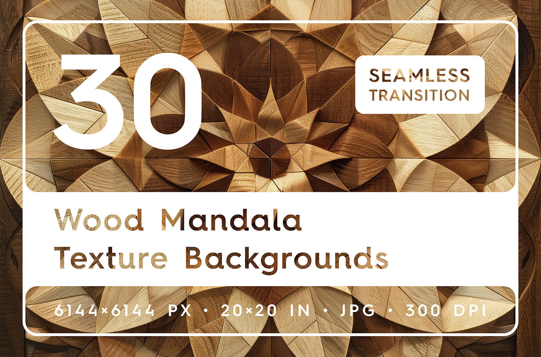30 Wood Mandala Texture Backgrounds 1
