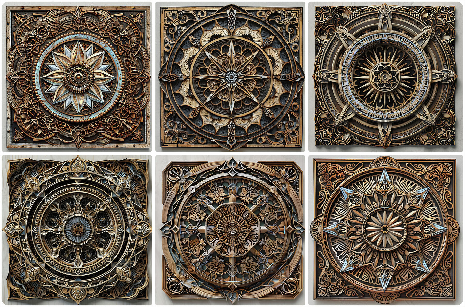 30 Wood Mandala Texture Backgrounds 3