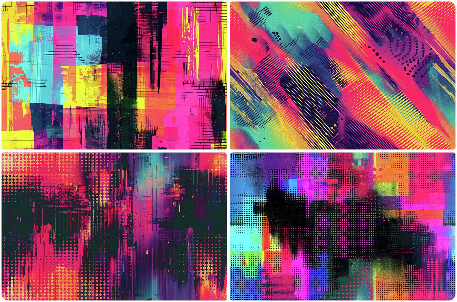 20 Vibrant Halftone Glitch Backgrounds 3