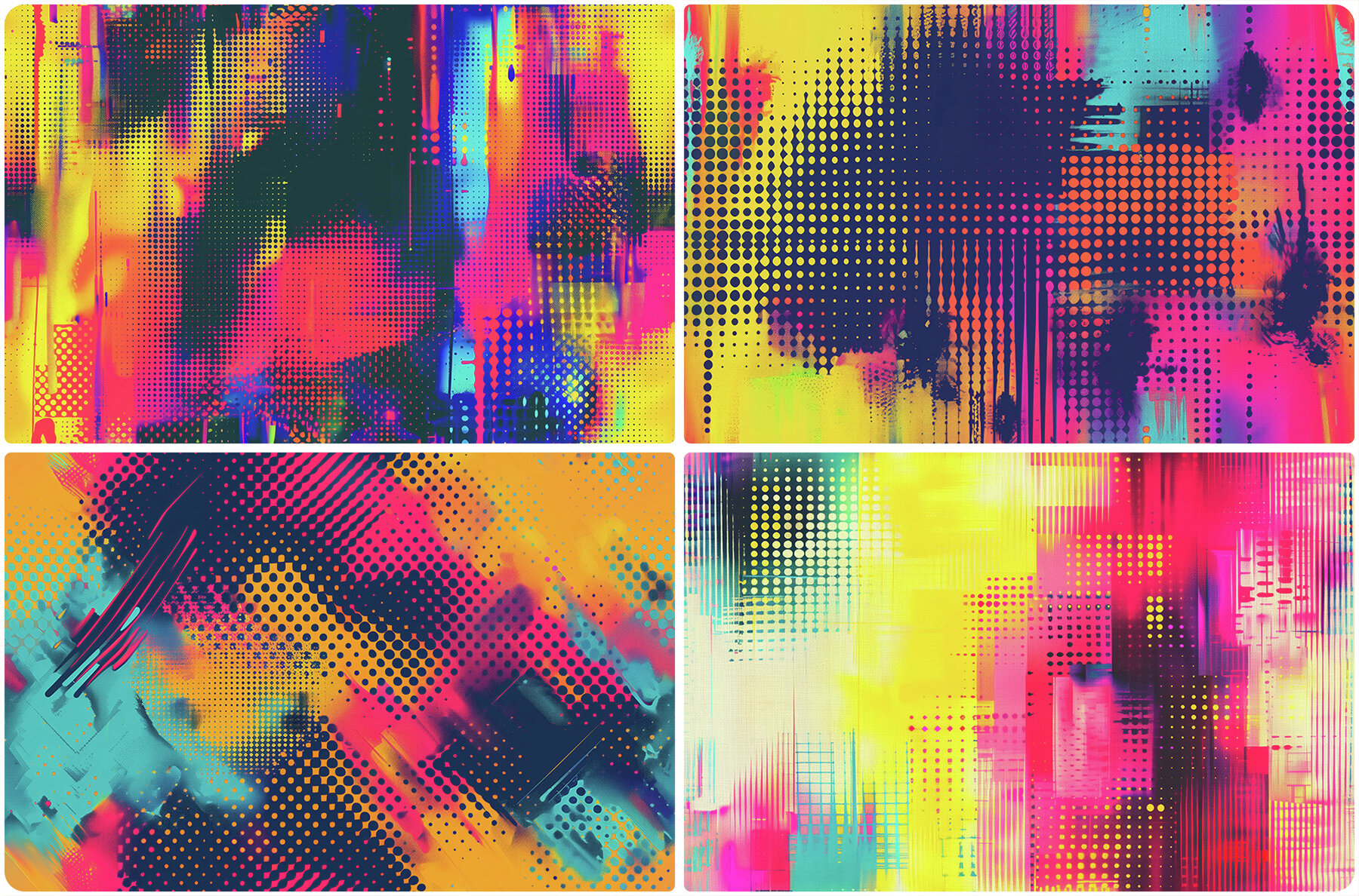 20 Vibrant Halftone Glitch Backgrounds 4