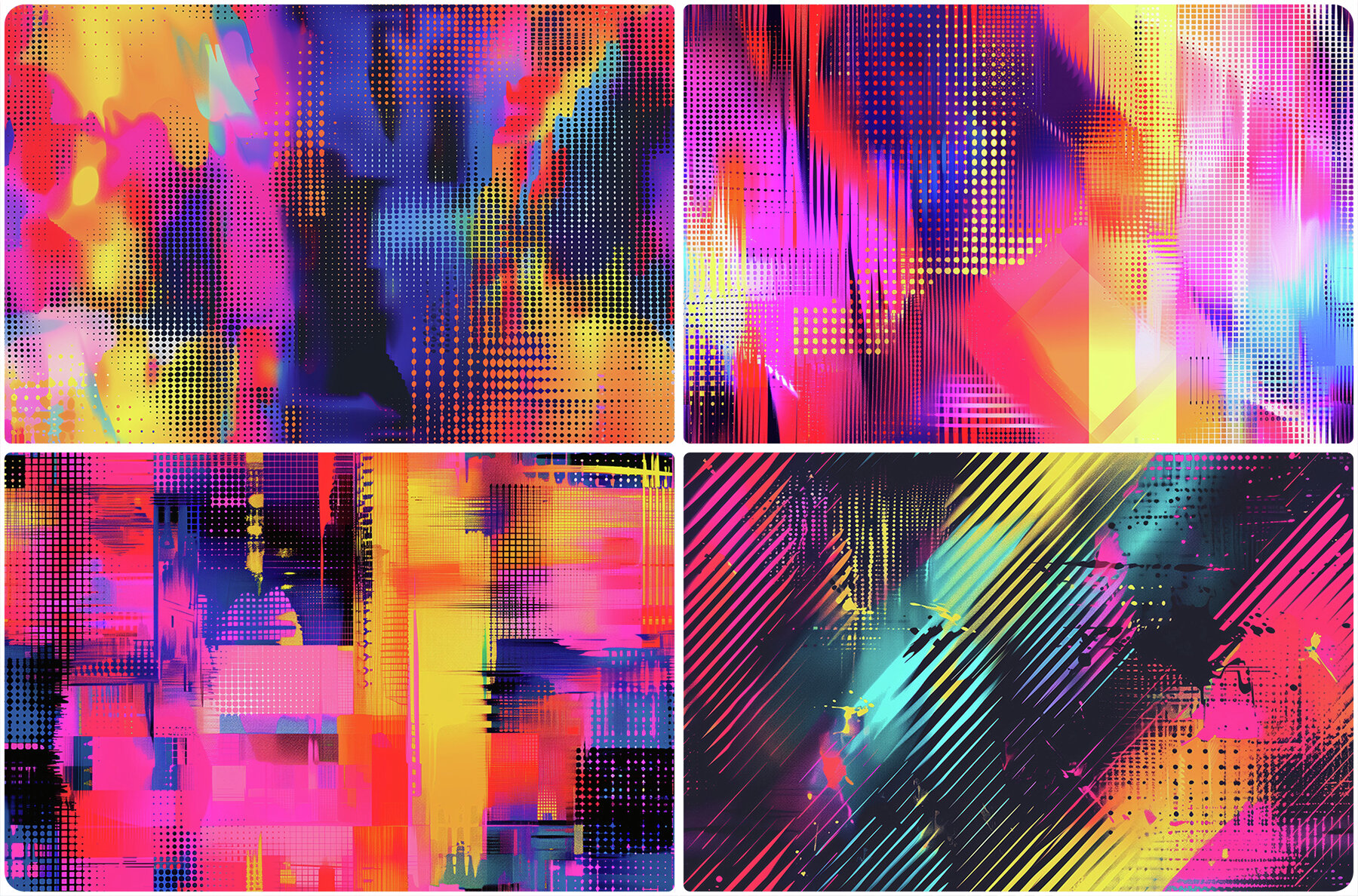 20 Vibrant Halftone Glitch Backgrounds 5