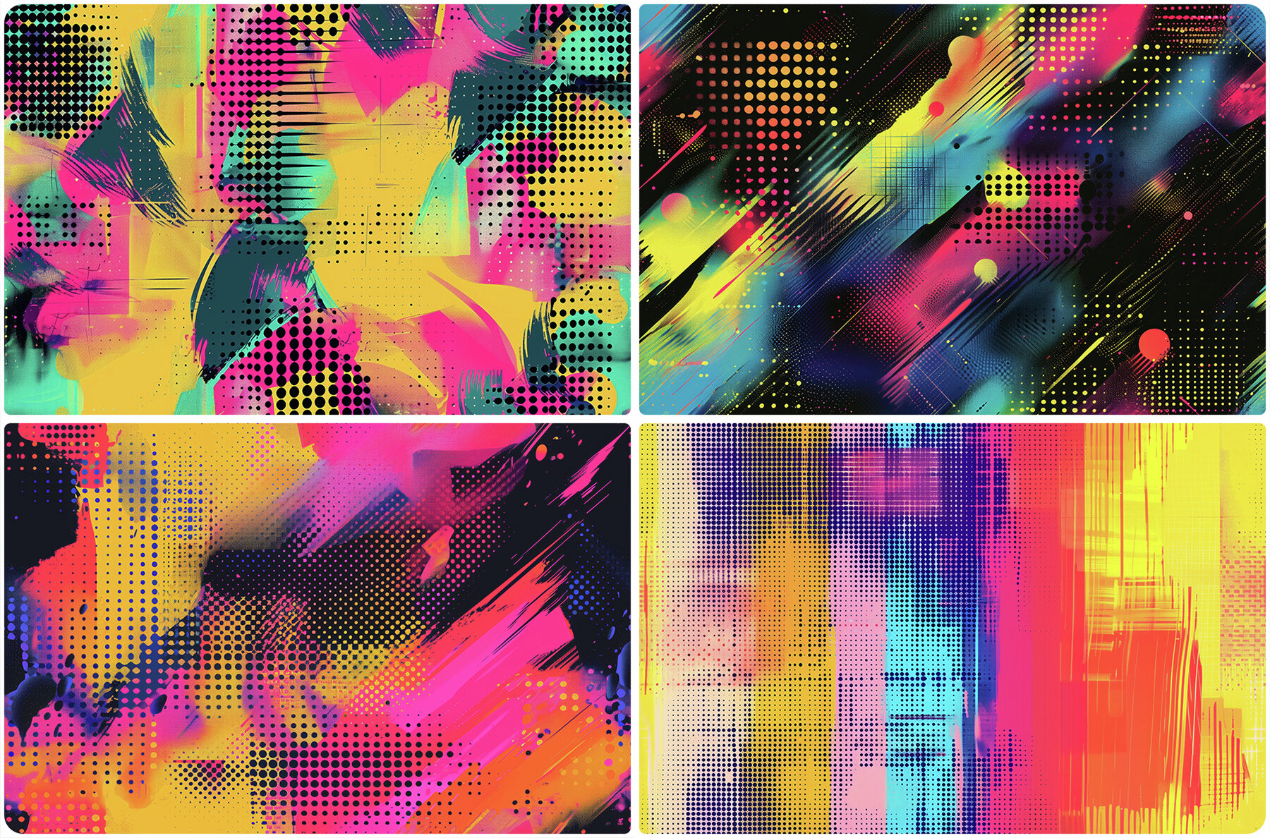 20 Vibrant Halftone Glitch Backgrounds 6