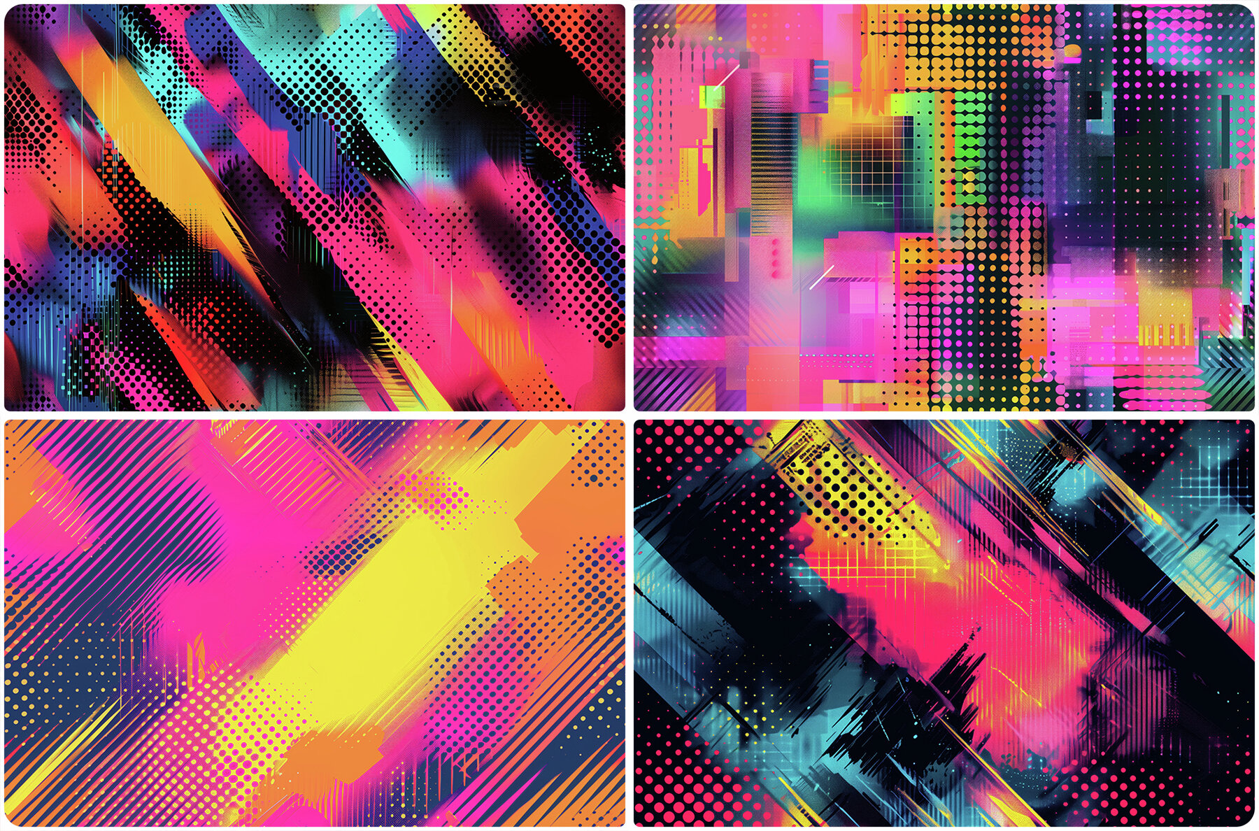20 Vibrant Halftone Glitch Backgrounds 7