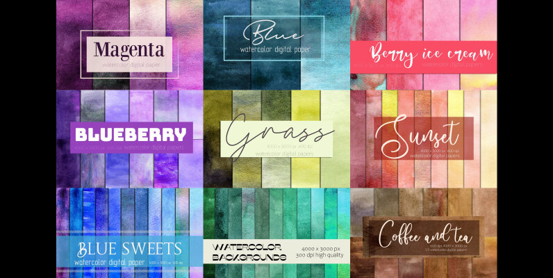 Watercolor Digital Papers Bundle